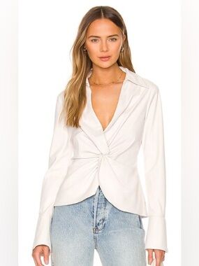 Cinq à Sept McKenna Faux Leather Top, Size Medium